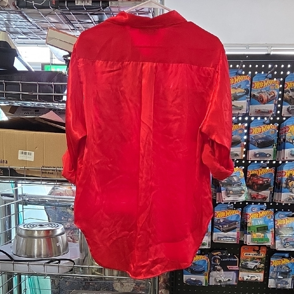 Red Button-Up Blouse - Picture 2 of 3